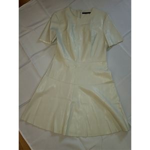 Ivory faux leather skater dress